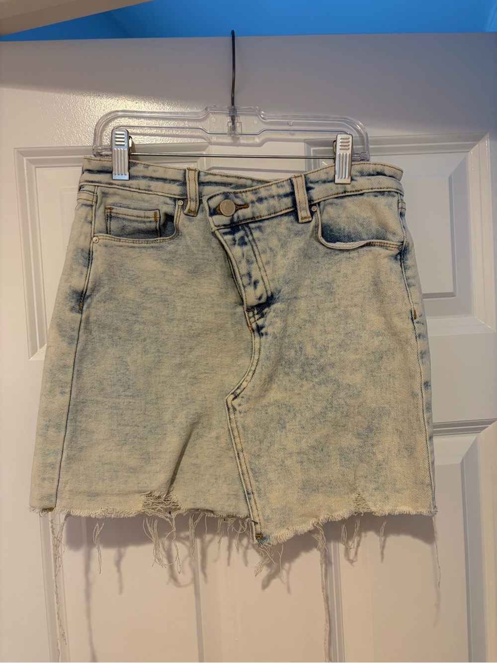 Blank NYC Acid Wash Denim Mini Skirt in Light Blue